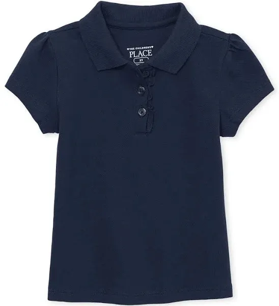 Toddler Girls Uniform Ruffle Pique Polo - Tidal