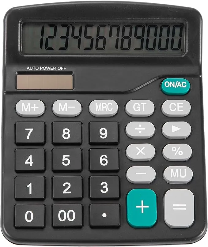 YAMHOHO Upgraded Calculator, 12-bit Solar Battery Office Calculator with Large LCD Display, Large Induction Buttons, Dual Power Desktop Calculator for