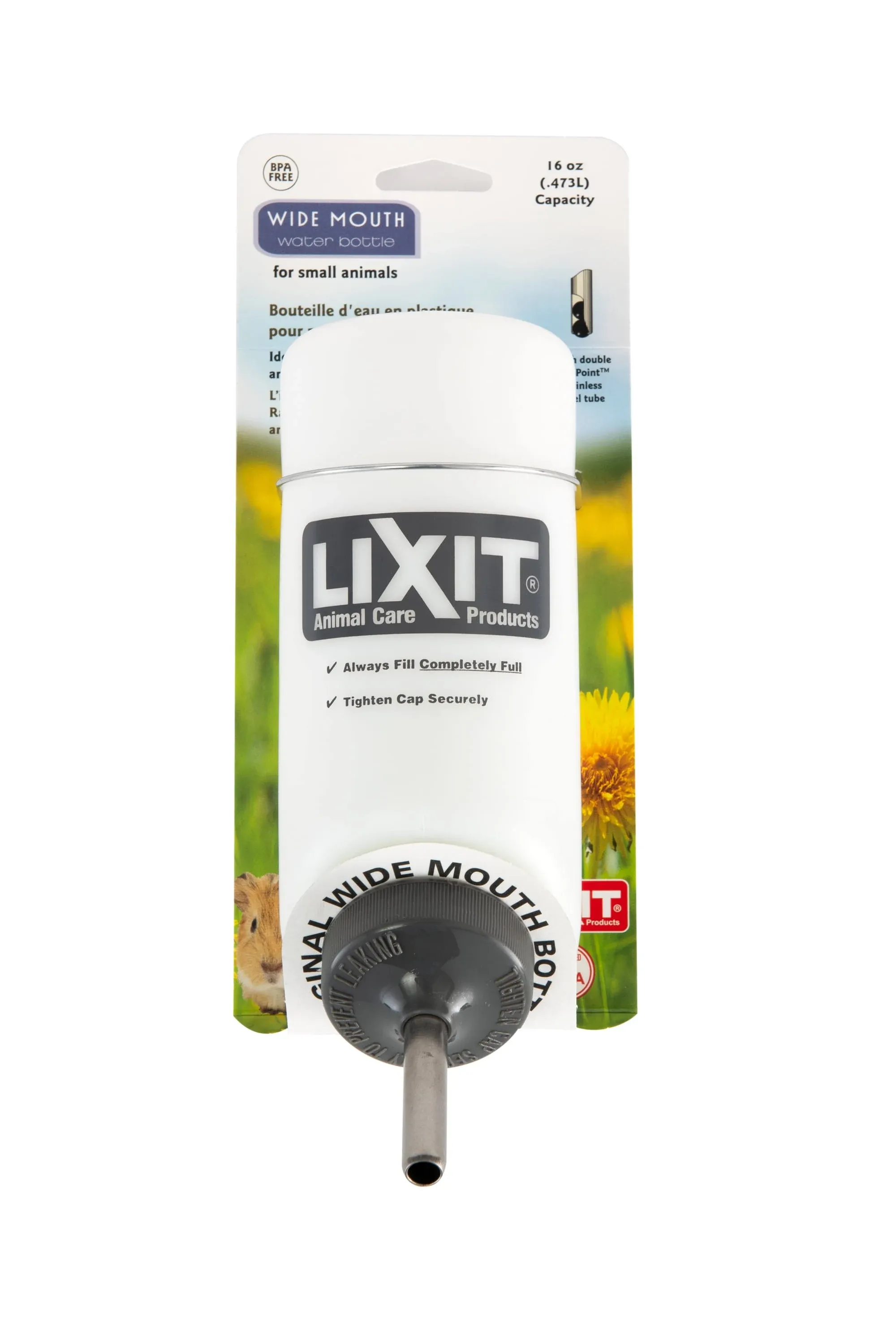 Lixit Plastic Wide Mouth Bottle, Stainless Steel Tube - Lambert Vet Supply | Dog, Cat, Horse, Kennel, & Vet Supplies