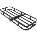 VEVOR 53 x 19 x 5 in Hitch Cargo Carrier, 500lb Capacity Trailer Hitch Mount Cargo Basket, Steel Luggage Carrier Rack Fits 2" Hitch Receiver for SUV Truck Pickup with Cargo Net, Stabilizer, Straps