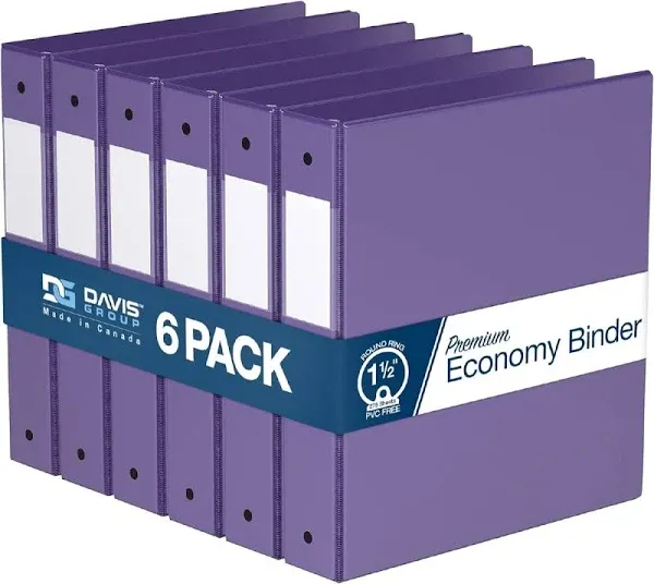 Davis Group Premium Economy Round Ring Binder 6 Pack (Purple 1.5)