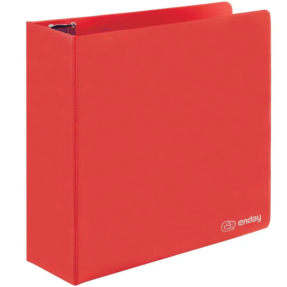 3" Slant-D Ring View Binder w/ 2 Pockets red