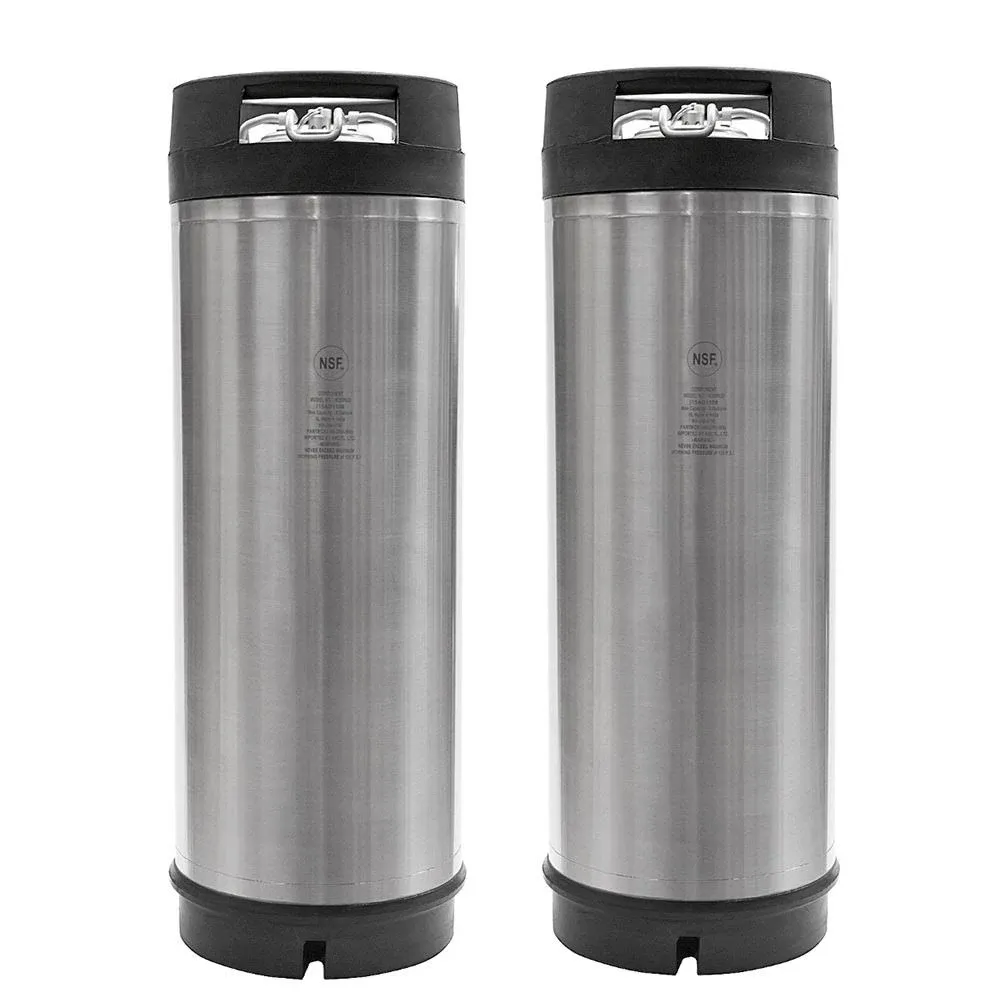 Two Pack of New 5 Gallon Ball Lock Kegs with Dual Rubber Handles