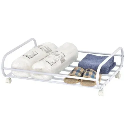 White Metal Rolling Under-Bed Storage Cart