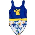 Pokemon Pikachu Big Girls One Piece Bathing Suit Blue 14-16