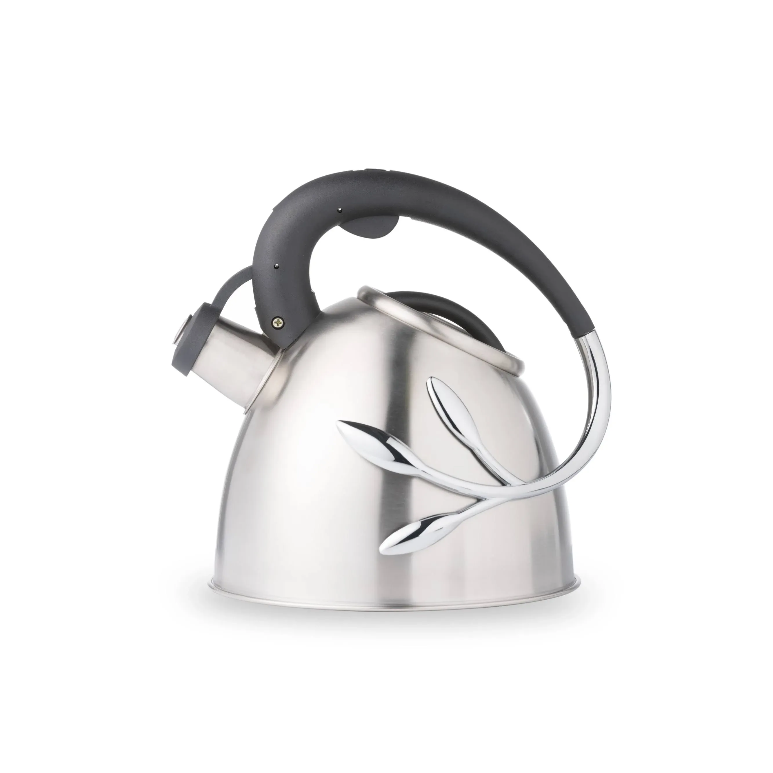 Everyday Solutions Vine Series Whistling Tea Kettle - Brushed Stainless Steel Construction - Ergonomically Designed Handle - Stove Top Kettle and Tea Kettle - 2 Quart Capacity - Dishwasher Safe