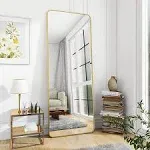 BEAUTYPEAK Gold Full Length Mirror, 60x20" Rounded Corner Floor Mirror Standing Hanging or Leaning Against Wall Dressing Room Mirror Full Length