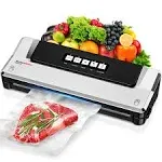 Bonsenkitchen Vacuum Sealer Machine, Fast-Compact Food Sealer, Multi-Functional Food Vacuum Sealer with 20 Vacuum Bags & 2 Roll Bags & Accessory Hose, High-Speed Continuous Working, Silver