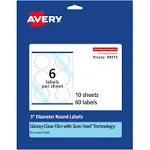 Avery Glossy Clear Round Labels