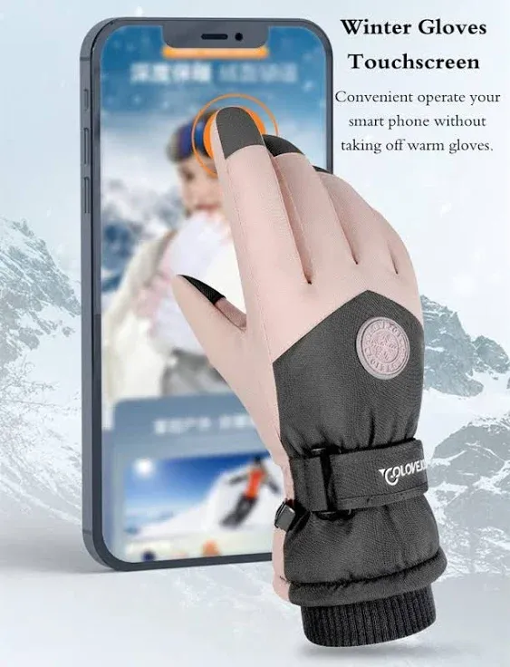 JJZS Winter Ski Snow Gloves for Men Women Youth Touchscreen & Waterproof Cold Weather Hand Warming Gloves Winter Work Gloves