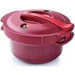 Tupperware Pressure Cooker Microwave Round 2 Quarts Burgundy Red