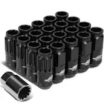 J2 Engineering 7075 Aluminum M12 x 1.25 16 Pcs Open End Lug Nut 4 Pcs Lock w/Key Black