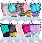 Frienda 10 Pieces Mermaid Tail Coin Purse Mermaid Tail Sequin Crossbody Coin Wallet Bags for Kids Little Girls Mermaid Party Bir