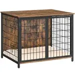 Dog Crate Furniture with Cushion, Wooden Dog Kennel with Double Doors, Heavy Duty Dog Cage for Small/Medium/Large Dogs, Indoor Dog House End Table, 31.5" L, Rustic Brown DCHR0701Z1