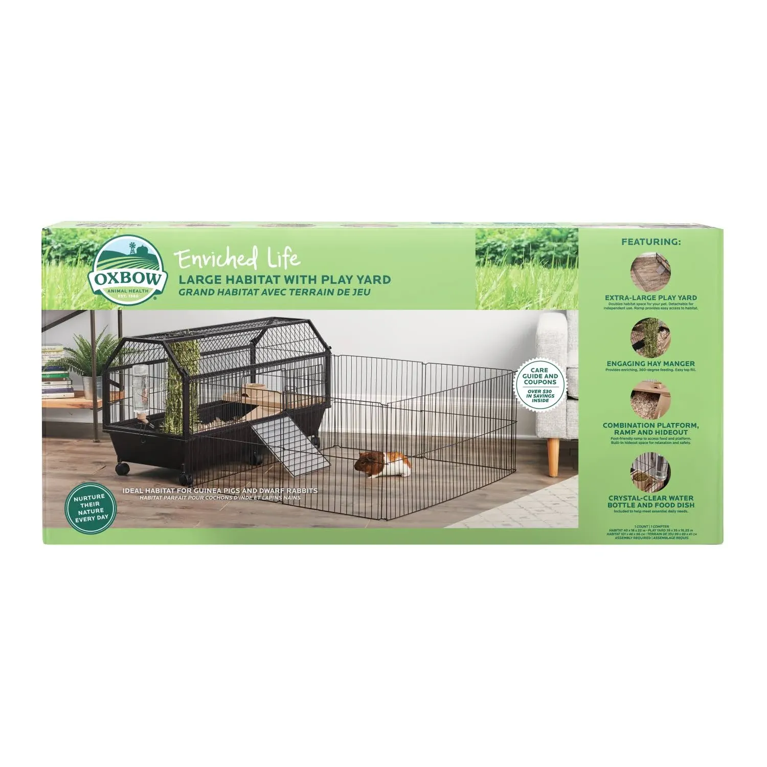 Enriched Life Small Animal Playpen - Leakproof Floor Cover for Rabbits, Guine...