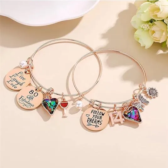 Birthday Gifts for Women Girls Bracelet, Birthday Charm Bracelets 10Th 20Th 30Th