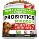 StrellaLab Dog Probiotics Treats for Picky Eaters - Digestive Enzymes + Prebiotics - Chewable Fiber Supplement - Allergy, Diarrhea, Gas,