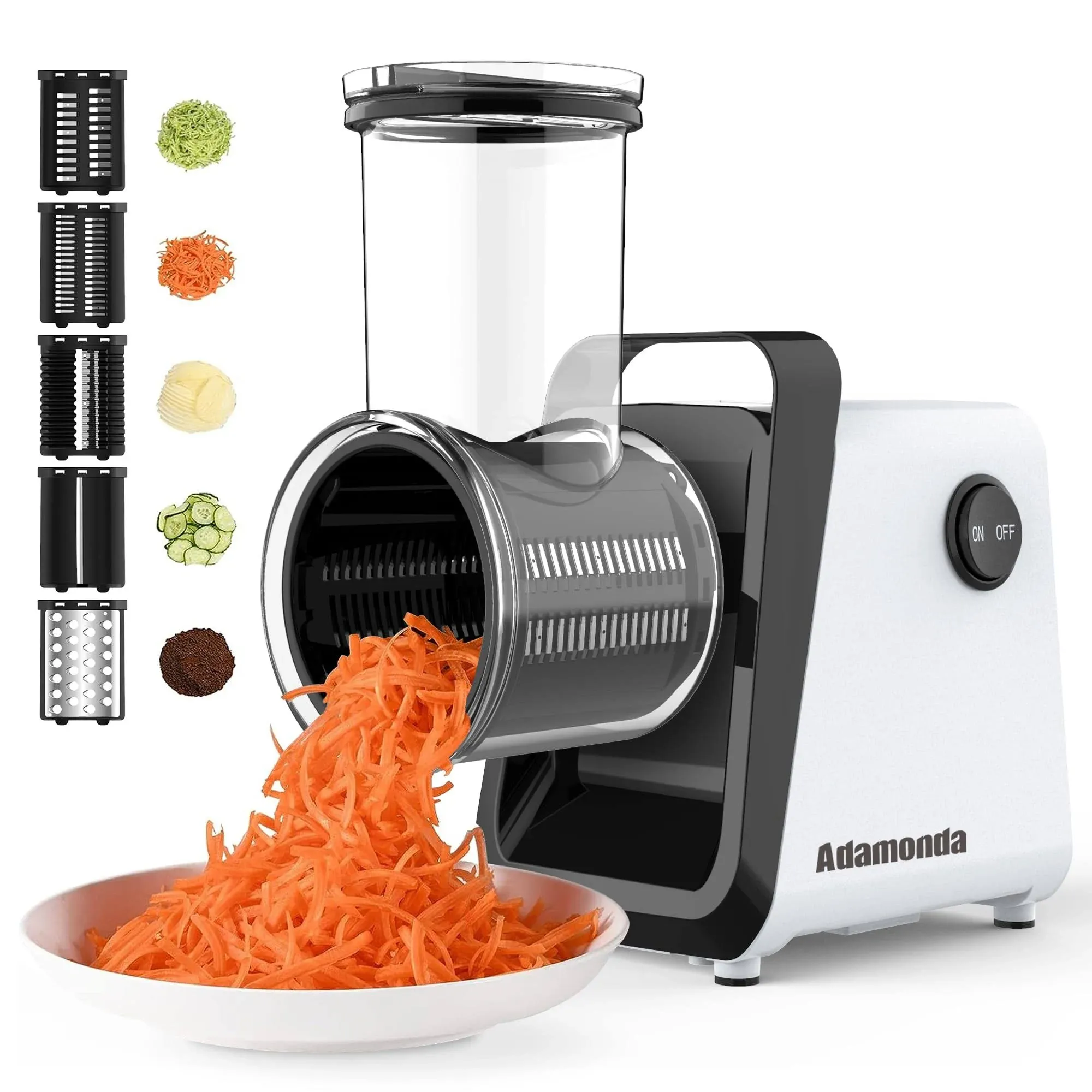 Handy Electric Vegetable Cutter Food Slicer Cheese Grater Kitchen Gadget,5 Usefull Functions Like slices,wavy slices,grates,and Shreds to Be A Great