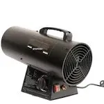 K Tool International 77781 Industrial Forced Air Propane Space Heater with Adjustable Height for Warehouse, Garage, Shop, and Jobsite, 60,000 BTU, 110V/60Hz, Includes Regulator and 10' Hose, Black