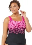 Swimsuits for All Women's Plus Size Chlorine Resistant Classic Tankini Top