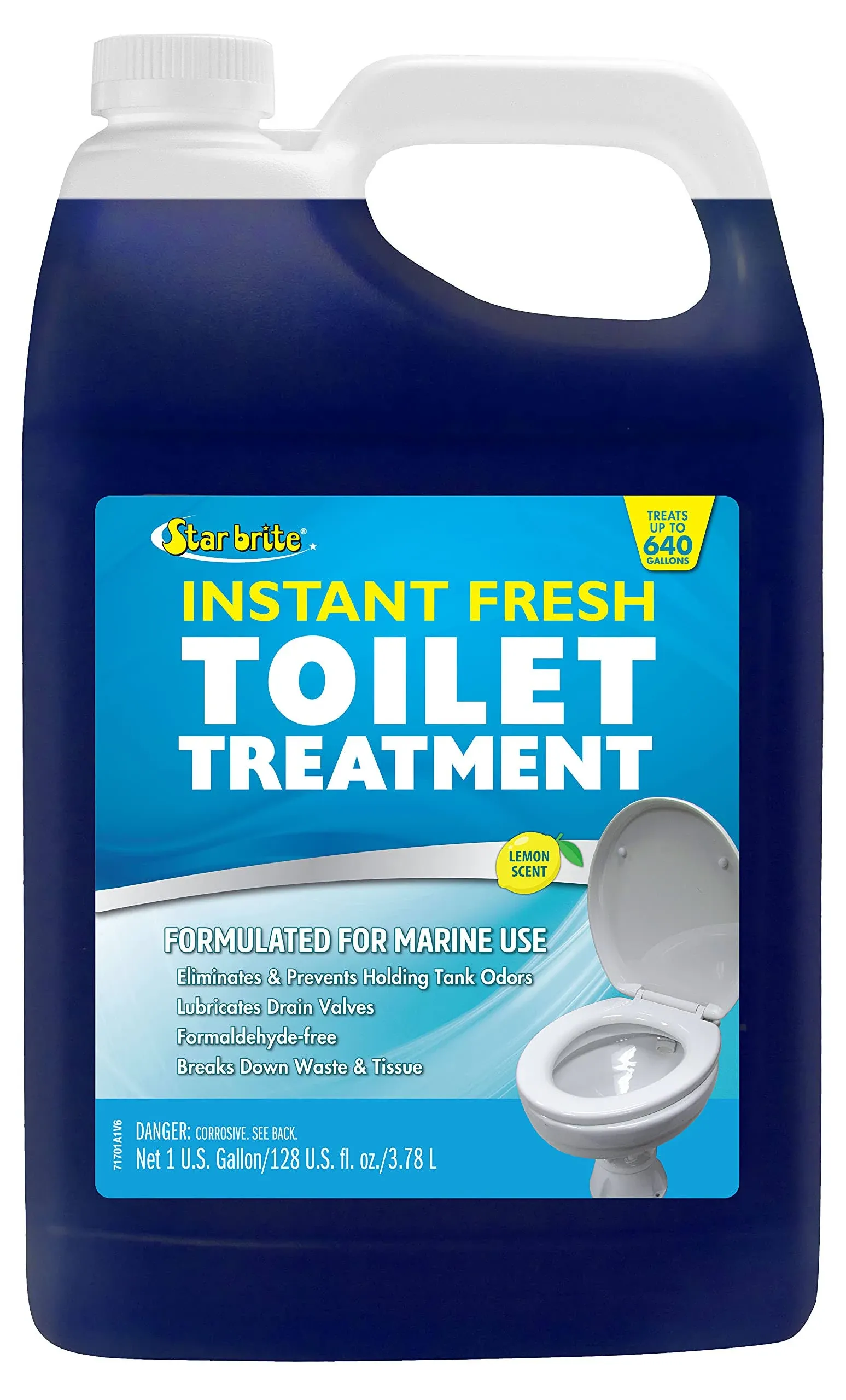 STAR BRITE Instant Fresh Toilet Treatment Concentrate - Eliminates & Prevents Holding Tank Odors - Biodegradable Lemon Scent - 1 GAL (071701)