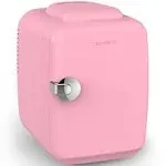 CROWNFUL 4Liter/6 Can Portable Cooler and Warmer Mini Fridge (Pink)