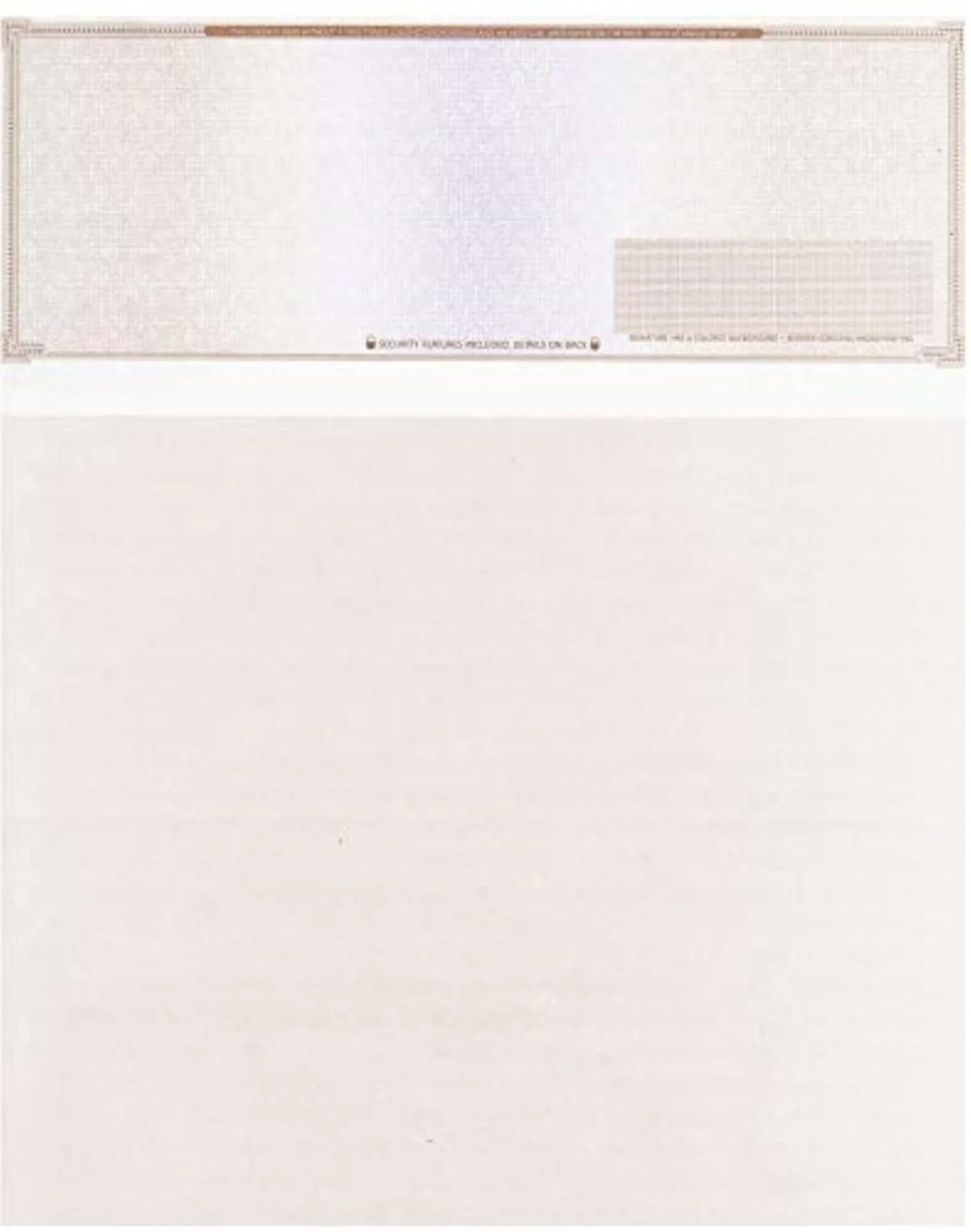 500 Blank Check Stock Paper &#039;High Security&#039; - Check On Top - Brown Mazed  