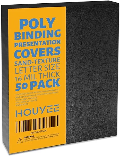 50 Pack 16 Mil Poly Binding CoversSand Texture Binding Presentation Covers8.5...