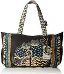 Laurel Burch Medium Tote Zipper Top 15.5"x4.5"x10" Spotted Cats