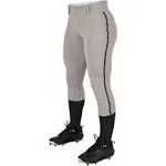 Champro Women's Low Rise Tournament Fastpitch Pants w/ Piping - Black/White - Small