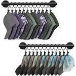 Lunies Hat Rack for Wall with 24 Hooks, Hat Organizer Holder for Baseball Caps, Cap Organizer Hanger, Hat Hanger for Closet, Black Hat Holder with Cli