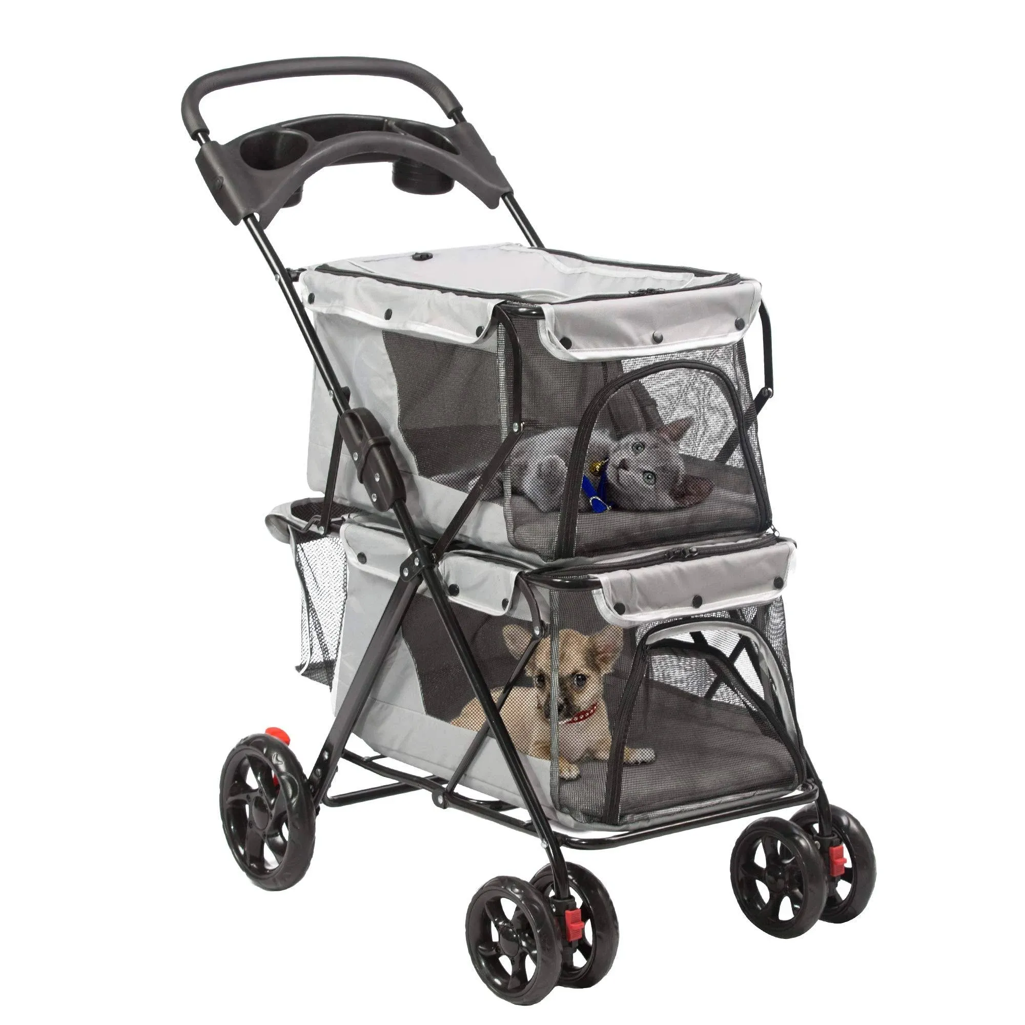 Koreyosh 4 Wheels Pet Stroller Dog Stroller Cat Stroller for Small Pets Puppies ...