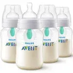 Philips AVENT Anti-Colic Baby Bottles with AirFree Vent, 9oz, 4pk, Clear, SCY703/04