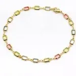 18K Gold-Filled High-Polish Multi-Color Crystal Baguette Anklet