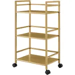 New 3 Shelf Metal Rolling Utility Cart, Gold,11.42&#034;D x 16.81&#034;W x 29.92&#034;H