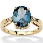 PalmBeach Jewelry 4.50 TCW Genuine London Blue Topaz & Diamond Accent Ring in 18K Gold Over .925 Sterling Silver