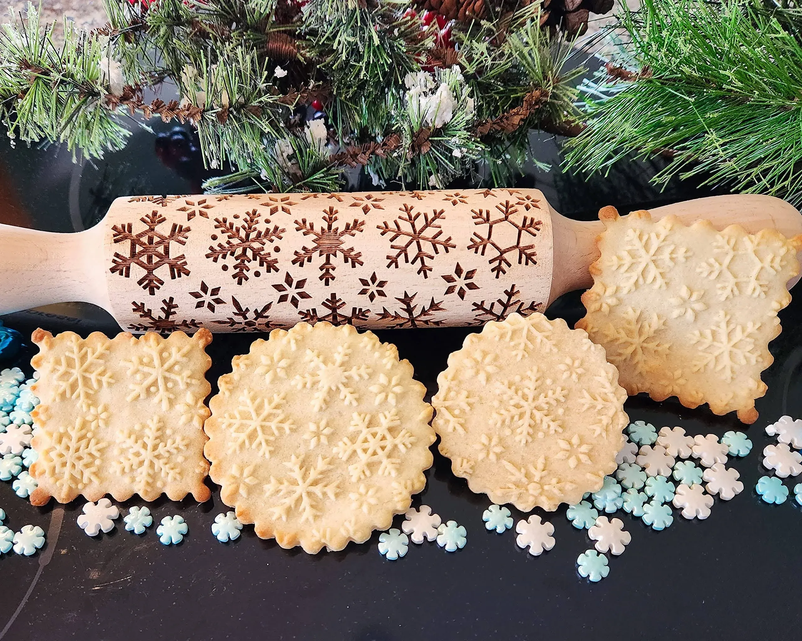 Snowflakes Embossed Rolling Pin