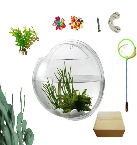 YOOYOO Creative Acrylic Hanging Wall Mounted Fish Tank, Hanging Bowl for Water ...