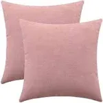 Jeneoo Decorative Dusty Rose Throw Pillow Covers Rustic Farmhouse Super Soft Square Chenille Comfy Solid Cushion Couch Cases for Sofa Bedroom Chair (Set of 2, 16 x 16 Inches)