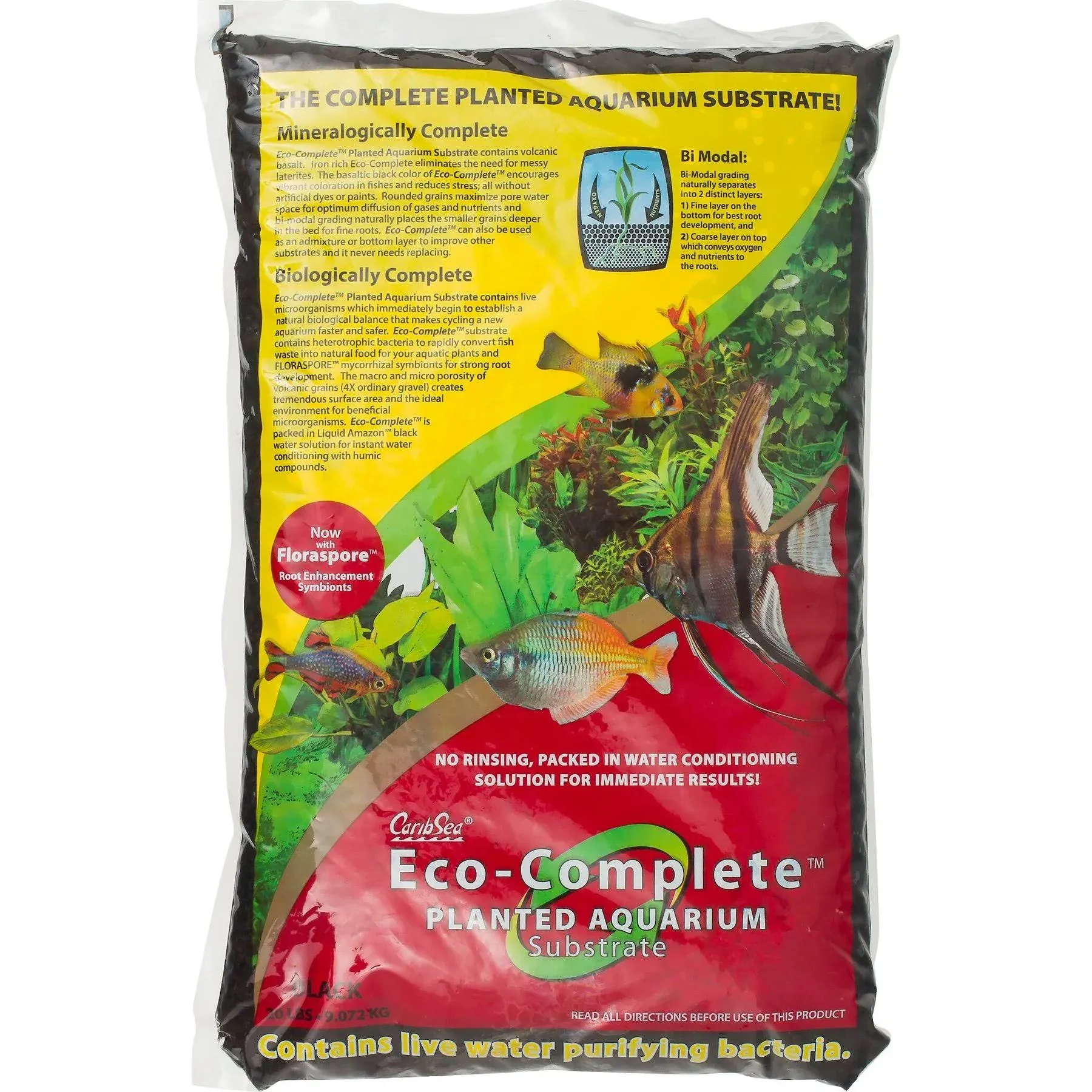 CaribSea Eco Complete Black Planted Aquarium Substrate, 20 lbs