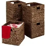 Best Choice Products 10.5x10.5in Hyacinth Storage Baskets, Set of 5 Multipurpose Collapsible Organizers - Espresso