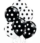 AnnoDeel 50 Pcs 12" Latex Balloons, Black and White Polka Dot Balloons for Brithday Balloon Wedding Balloon Decoration