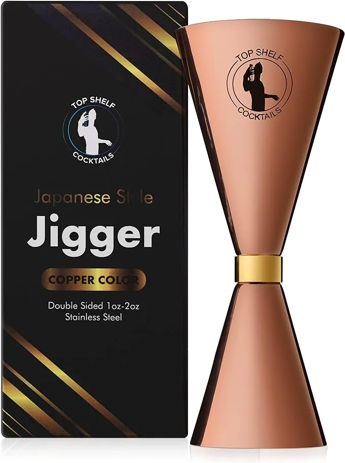 Top Shelf Cocktails Japanese Jigger Double Jigger 2oz 1oz Cocktail Jigger Wit...