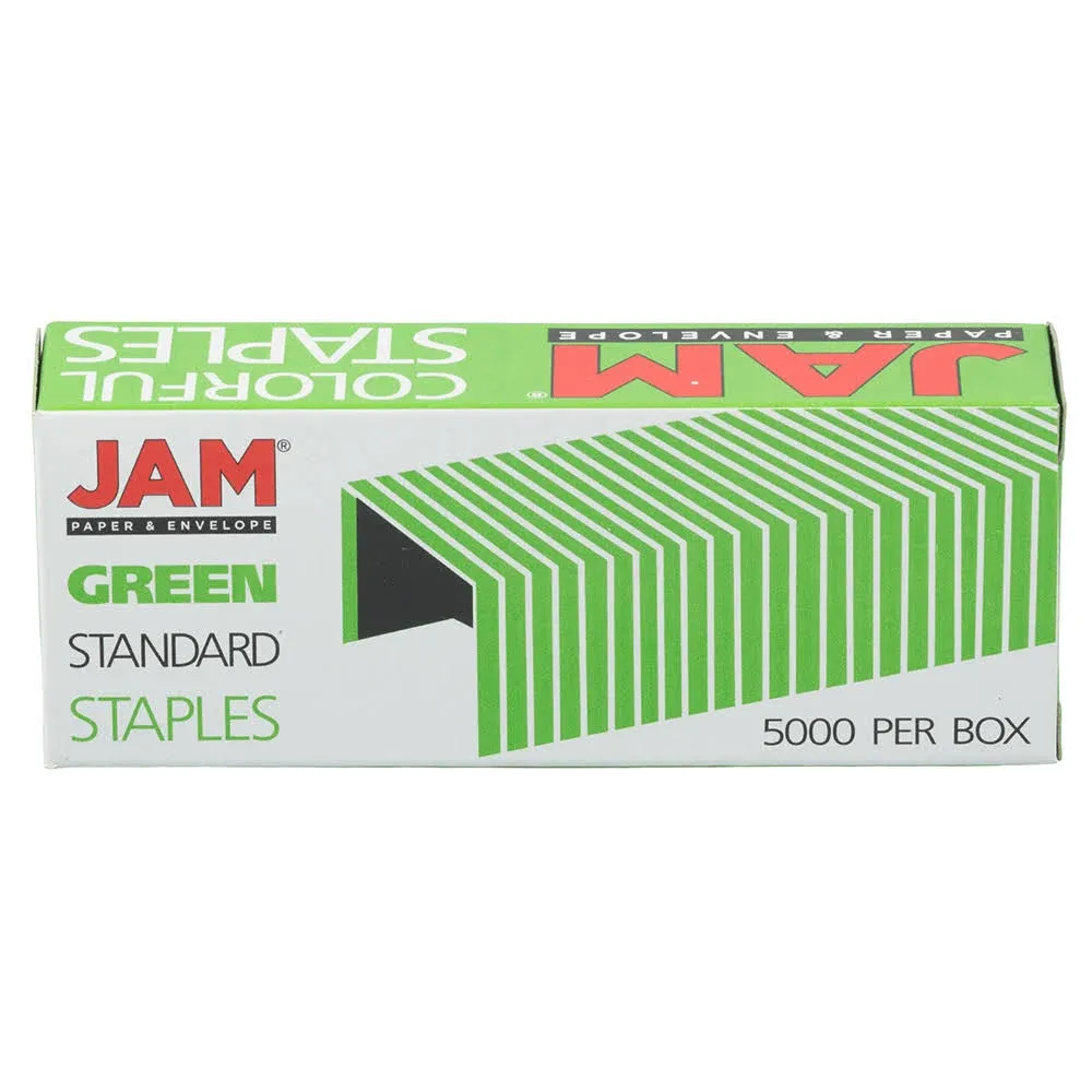 Jam Paper Standard Size Colorful Staples, Green, 5000/Box (335GR)