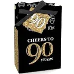 Big Dot of Happiness - Adult 90th Birthday - Gold - Birthday Party Favor Boxes - Set of 12