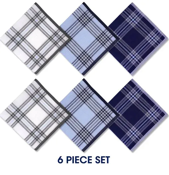 Zenssia Pure Cotton Men's Soft Handkerchiefs Assorted Color Pack of 6 Gift Set