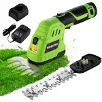 WorkPro 12V Cordless Grass Shear & Shrubbery Trimmer - 2 in 1 Handheld Hedge Trimmer, Electric Grass Trimmer Hedge Shears/Grass Cutter with 2.0Ah