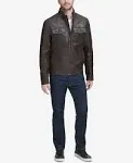 Cole Haan B4029 Mens Brown Washed Leather Trucker Jacket Size M