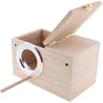 PINVNBY Parakeet Nest Box Bird House Budgie Wood Breeding Box for Lovebirds, Parrotlets Mating Box (L:9.85.35.3 inch)