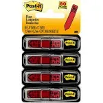 Post-it Arrow Message 1/2" Page Flags in Dispenser Sign Here Red 80/Pack